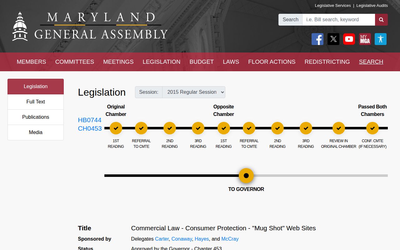 Maryland removal law affecting Garrett County release mugshots