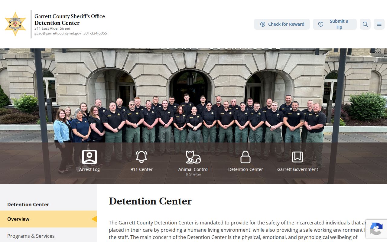 Garrett County Detention Center release and facility source