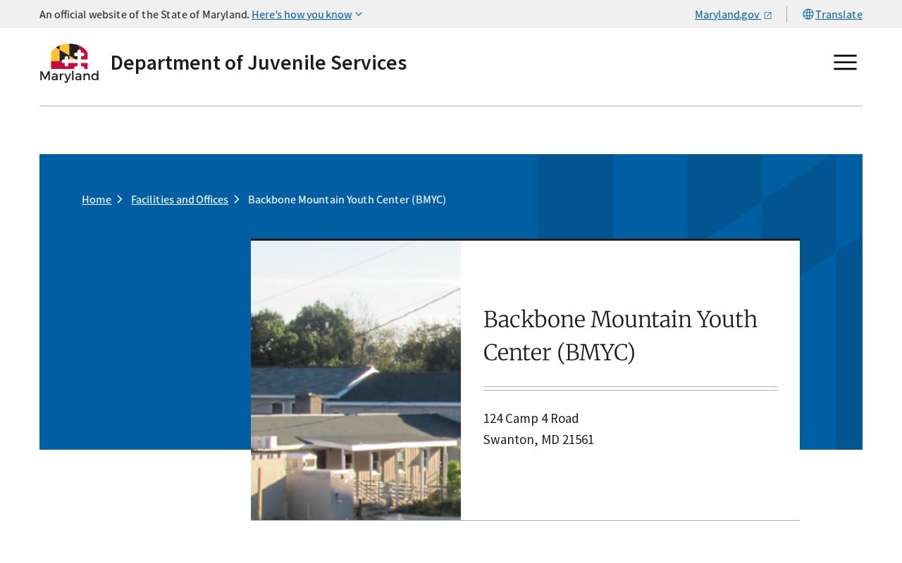 Backbone Mountain Youth Center authorized release contact page